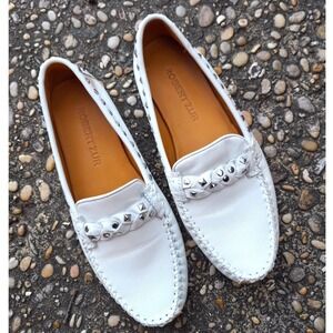 Leather Robert Zur Twisted Galaxy Women's Bone White Silver Penny Loafer 8.5M